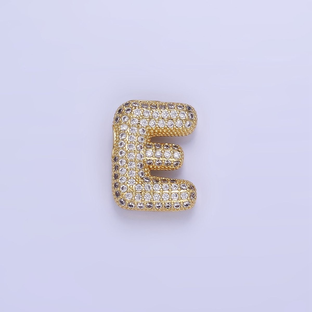 14K Gold Filled 20mm Micro Paved CZ Chubby Balloon Initial Letter | A-A1015-A-A1027