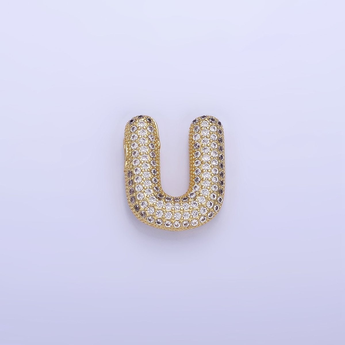 14K Gold Filled 20mm Micro Paved CZ Chubby Balloon Initial Letter | A-A1015-A-A1027
