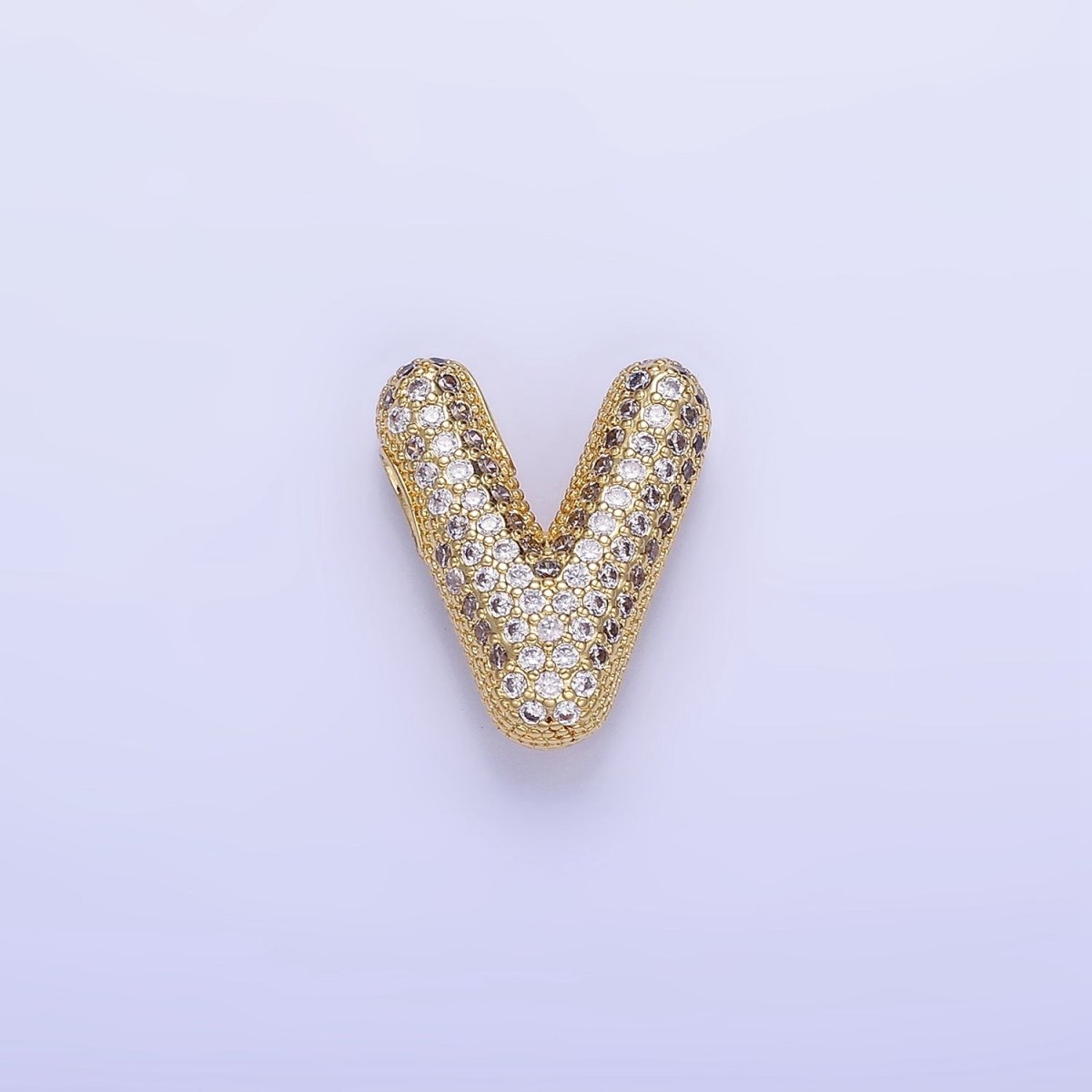 14K Gold Filled 20mm Micro Paved CZ Chubby Balloon Initial Letter | A-A1015-A-A1027