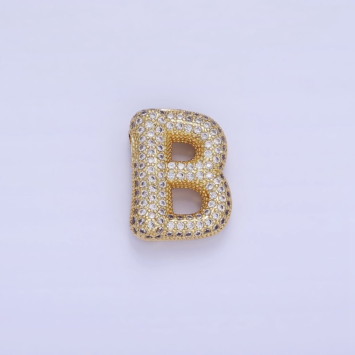 14K Gold Filled 20mm Micro Paved CZ Chubby Balloon Initial Letter | A-A1015-A-A1027