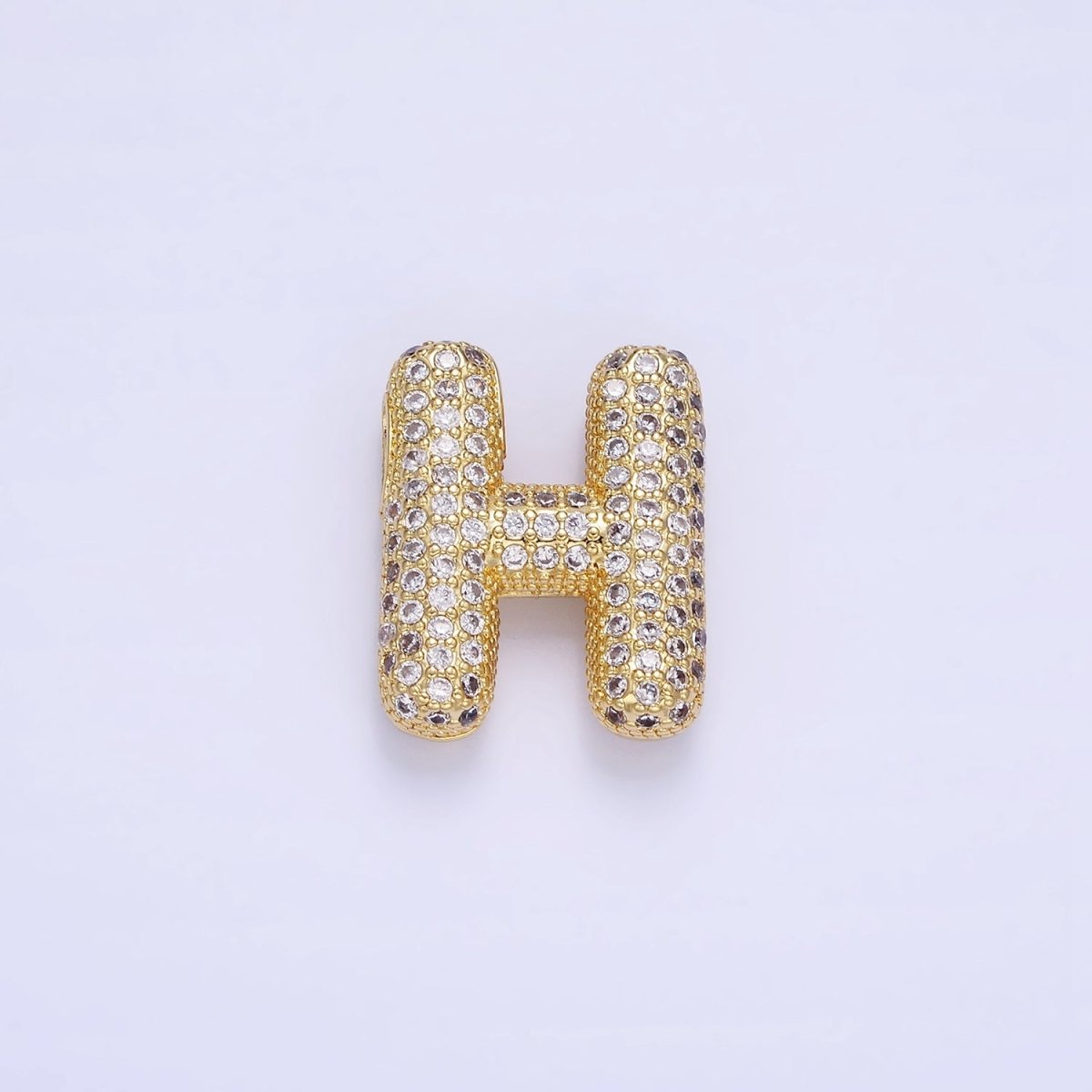 14K Gold Filled 20mm Micro Paved CZ Chubby Balloon Initial Letter | A-A1015-A-A1027