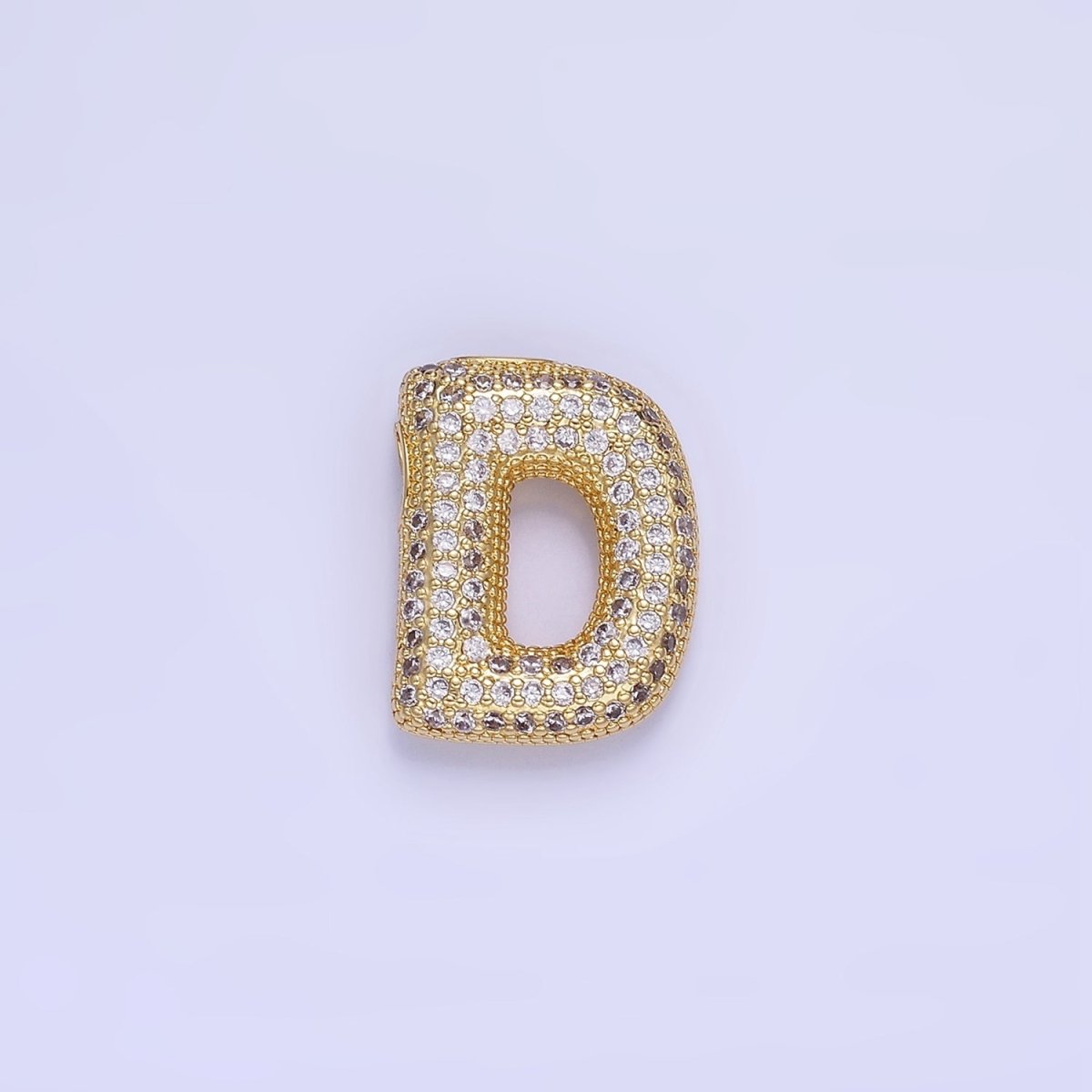 14K Gold Filled 20mm Micro Paved CZ Chubby Balloon Initial Letter | A-A1015-A-A1027