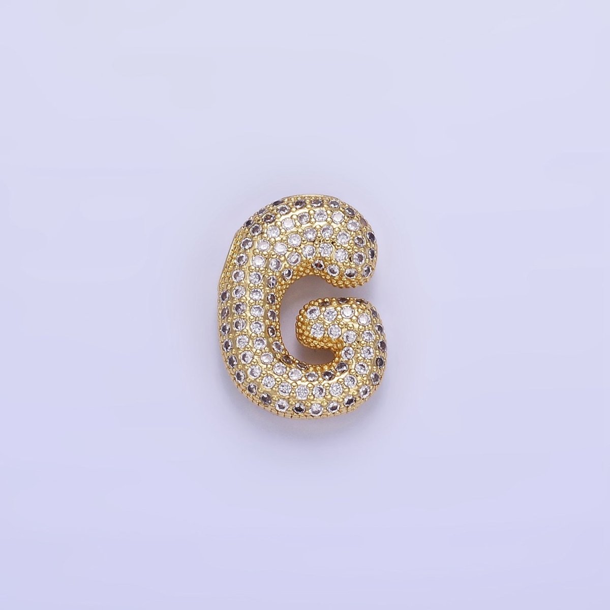 14K Gold Filled 20mm Micro Paved CZ Chubby Balloon Initial Letter | A-A1015-A-A1027