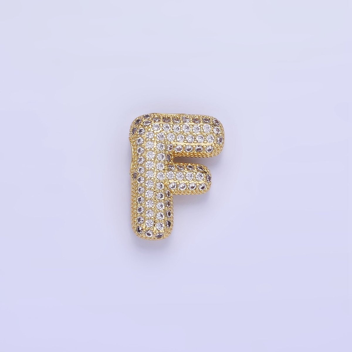 14K Gold Filled 20mm Micro Paved CZ Chubby Balloon Initial Letter | A-A1015-A-A1027