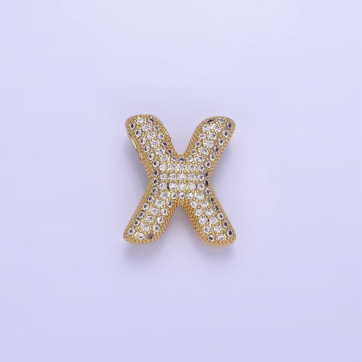 14K Gold Filled 20mm Micro Paved CZ Chubby Balloon Initial Letter | A-A1015-A-A1027