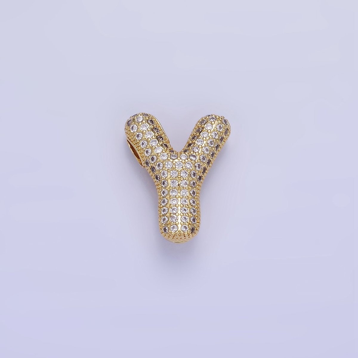 14K Gold Filled 20mm Micro Paved CZ Chubby Balloon Initial Letter | A-A1015-A-A1027
