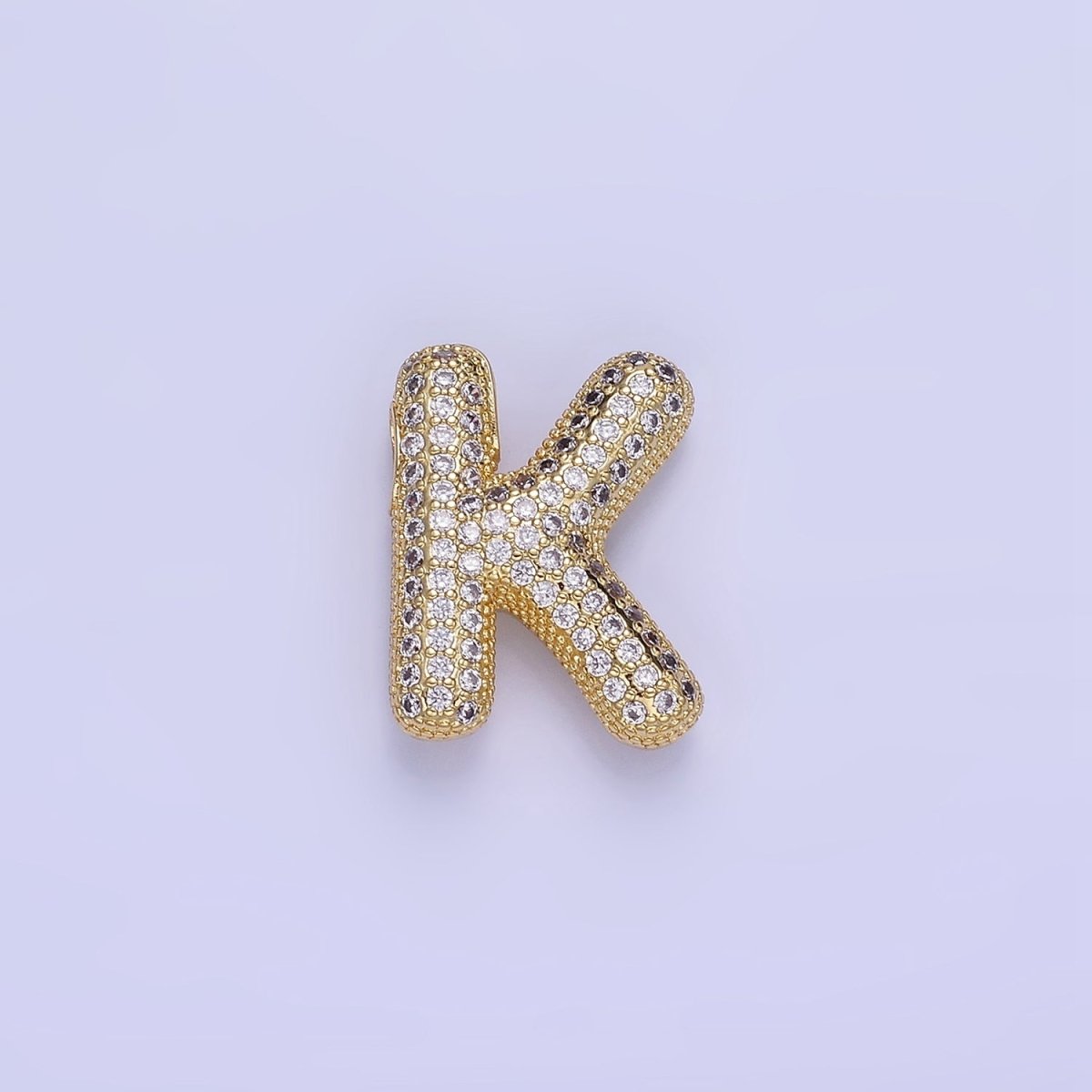 14K Gold Filled 20mm Micro Paved CZ Chubby Balloon Initial Letter | A-A1015-A-A1027
