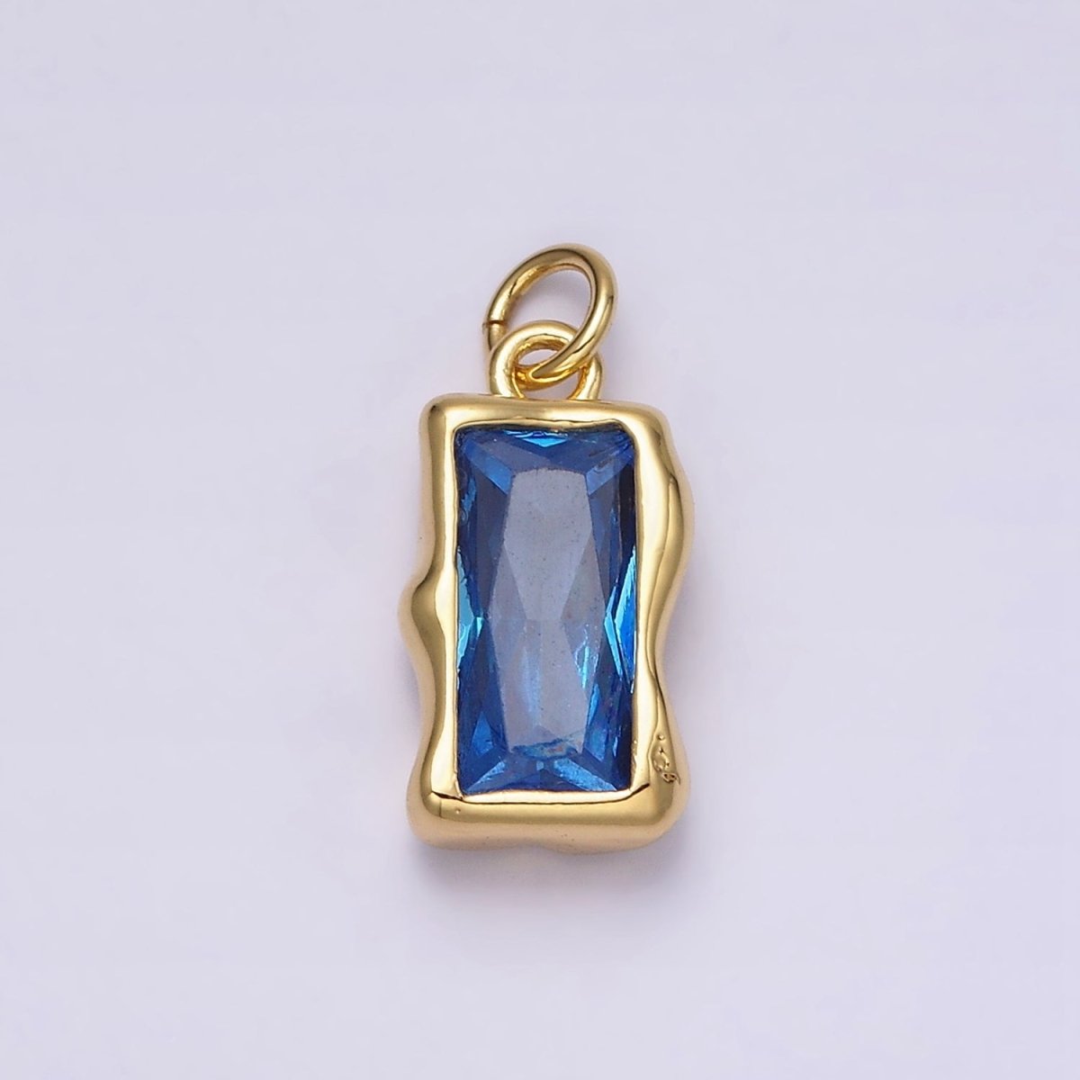 14K Gold Filled 20mm Molten Baguette Personalized Birth Month CZ Charm | AC1505 - AC1516