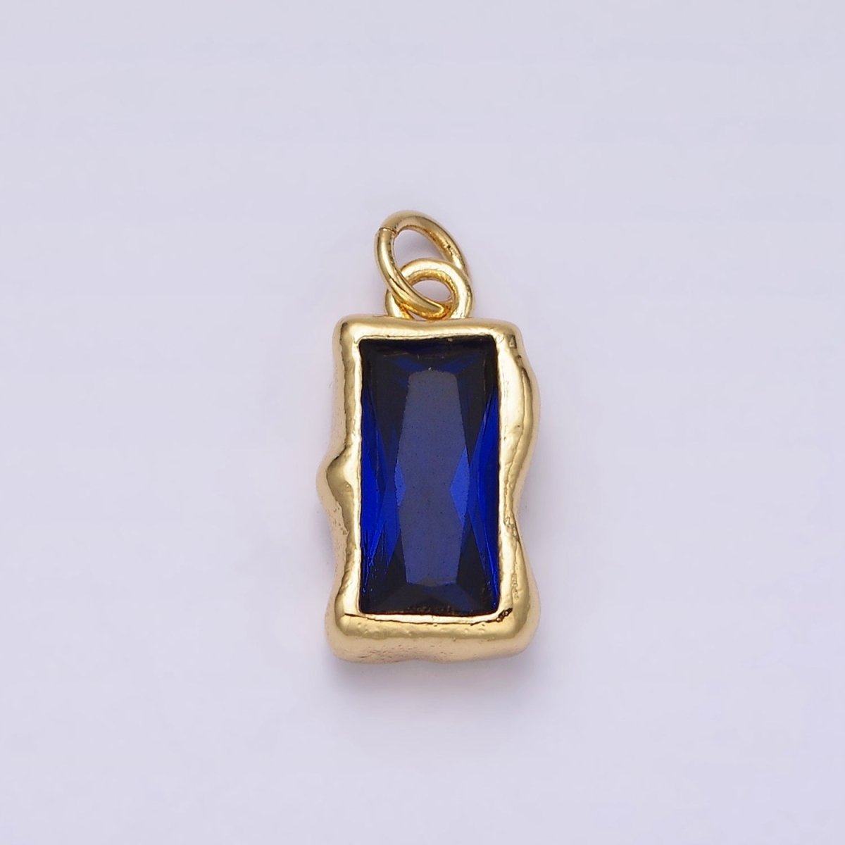 14K Gold Filled 20mm Molten Baguette Personalized Birth Month CZ Charm | AC1505 - AC1516