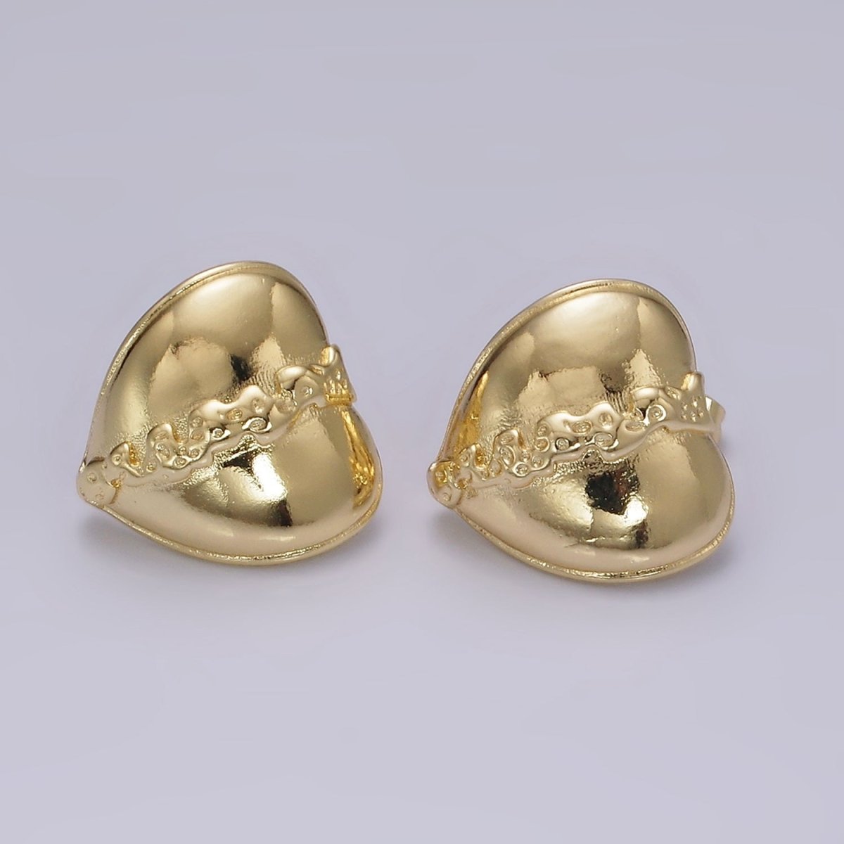14K Gold Filled 20mm Molten Drip Heart Dome C-Shaped Hoop Earrings | V462 - DLUXCA