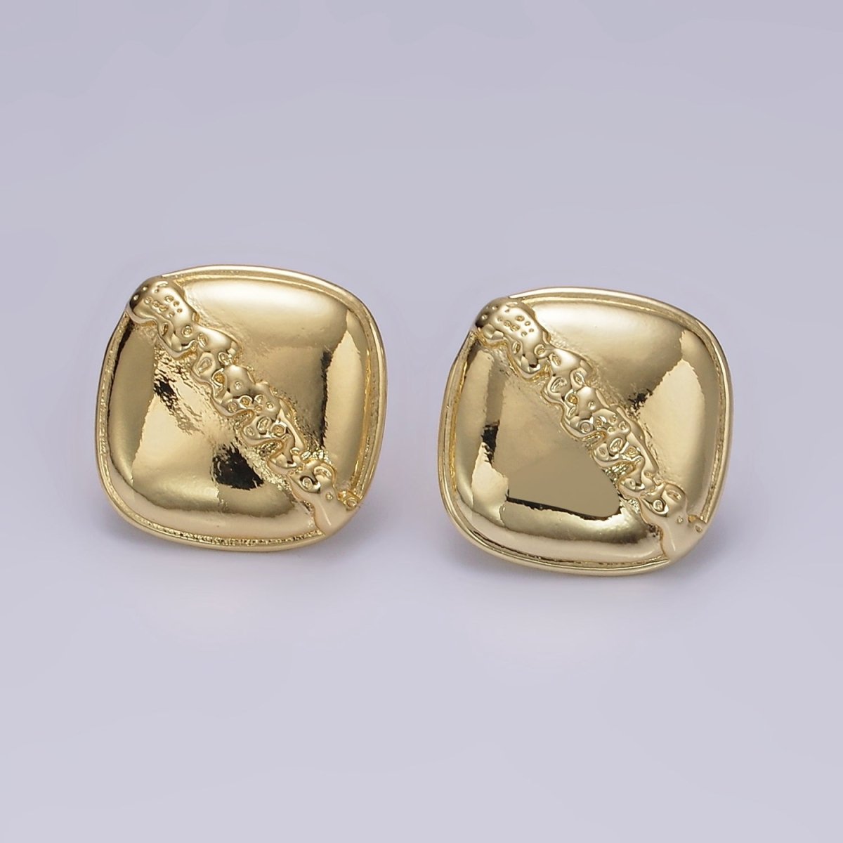 14K Gold Filled 20mm Molten Drip Rhombus Minimalist Stud Earrings | V455 - DLUXCA
