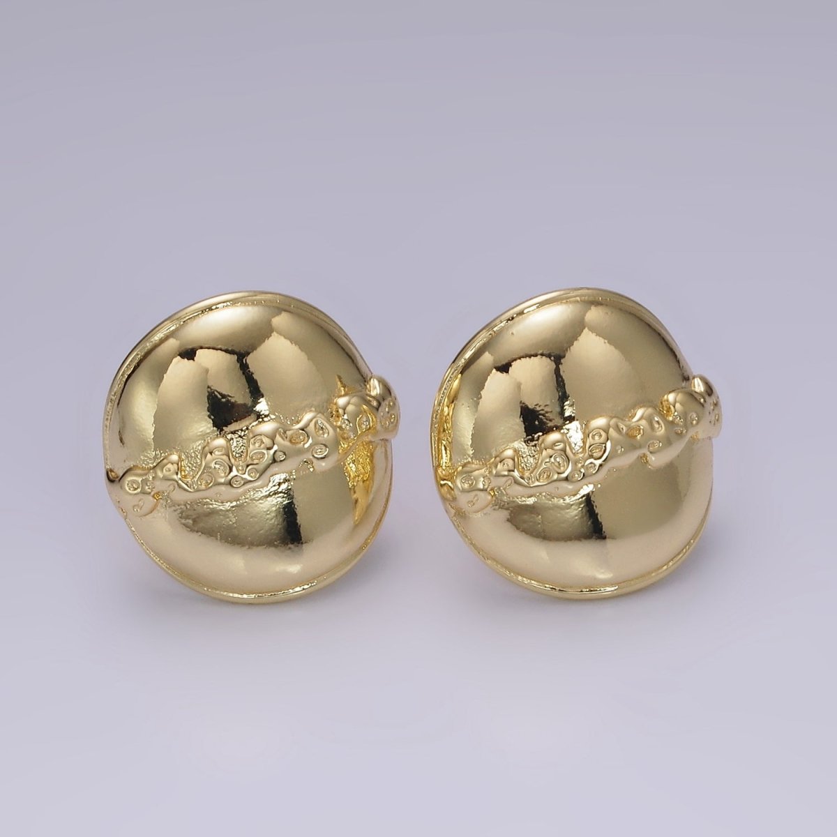 14K Gold Filled 20mm Molten Drip Round Dome C-Shaped Hoop Earrings | V465 - DLUXCA