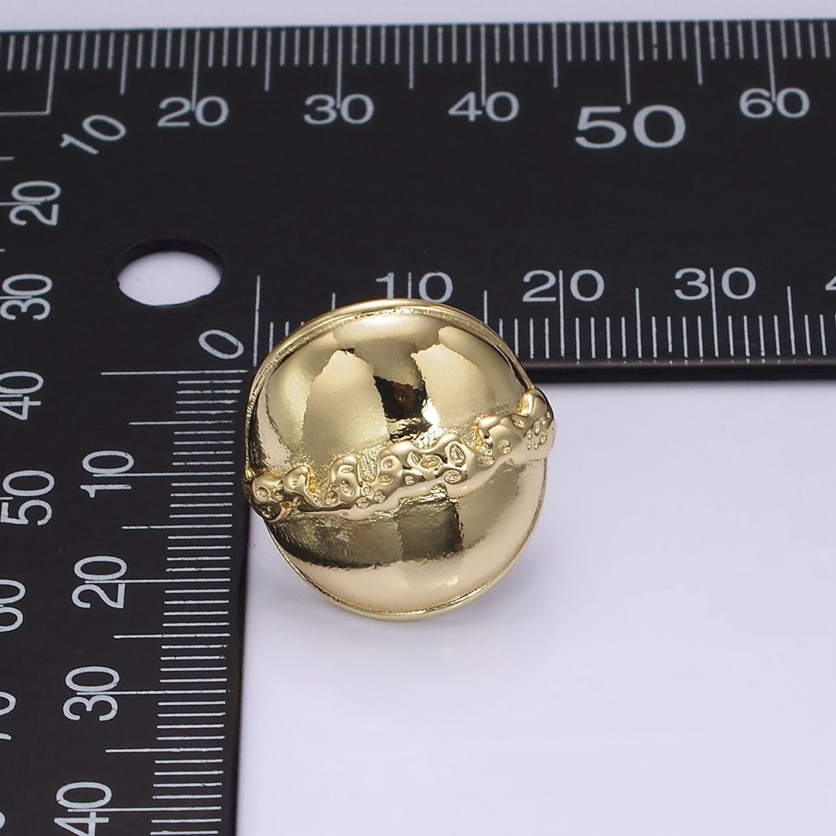 14K Gold Filled 20mm Molten Drip Round Dome C-Shaped Hoop Earrings | V465 - DLUXCA