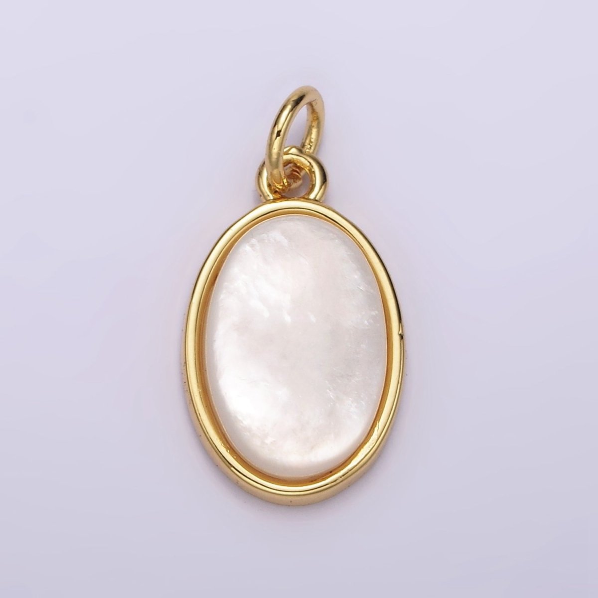 14K Gold Filled 20mm Shell Pearl Oblong Bezel Charm | AG514