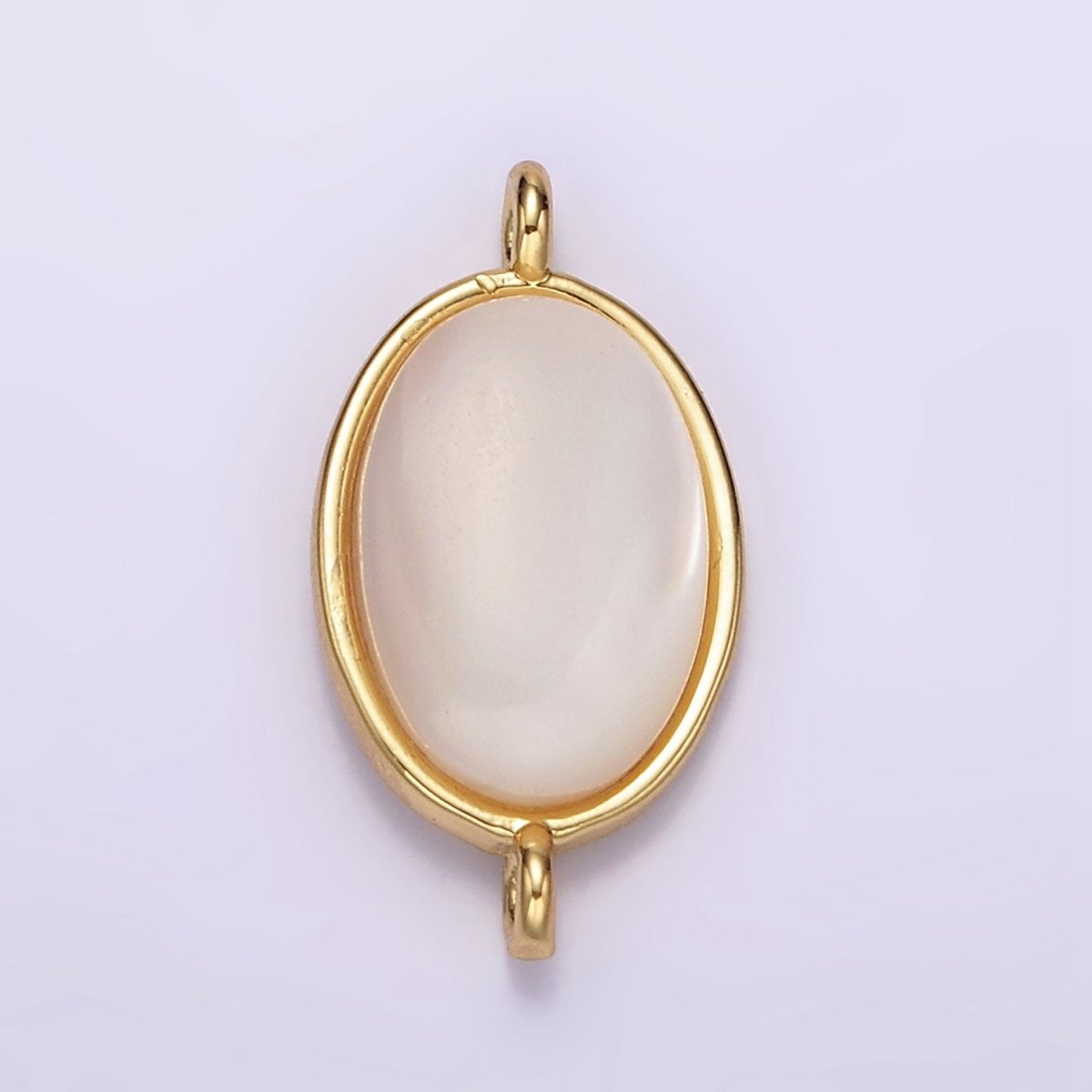 14K Gold Filled 20mm Shell Pearl Oblong Bezel Connector | G822 - DLUXCA