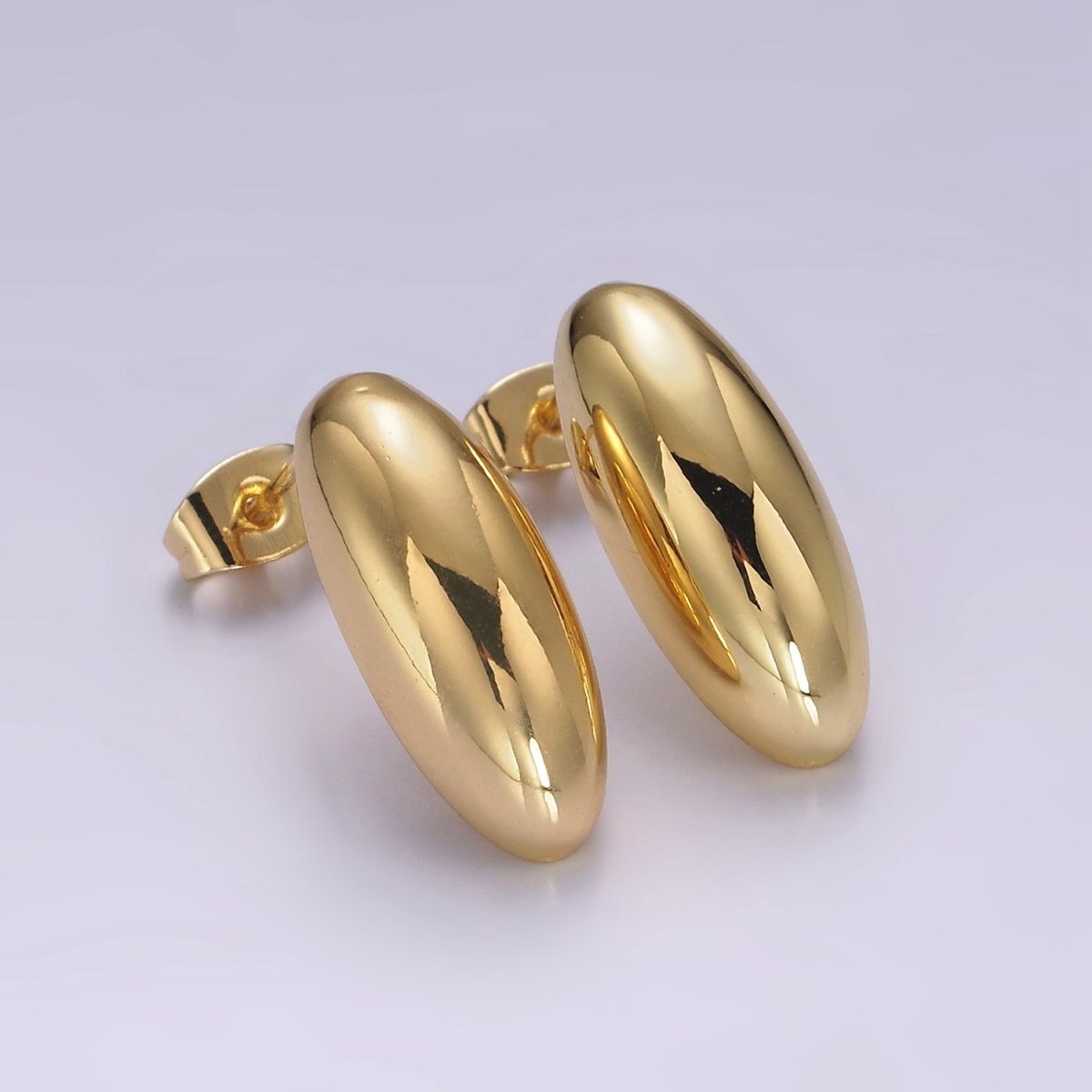 14K Gold Filled 20mm Sphere Dome Minimalist Drop Stud Earrings | AB1110 - DLUXCA