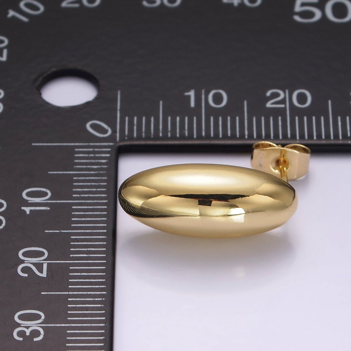14K Gold Filled 20mm Sphere Dome Minimalist Drop Stud Earrings | AB1110 - DLUXCA