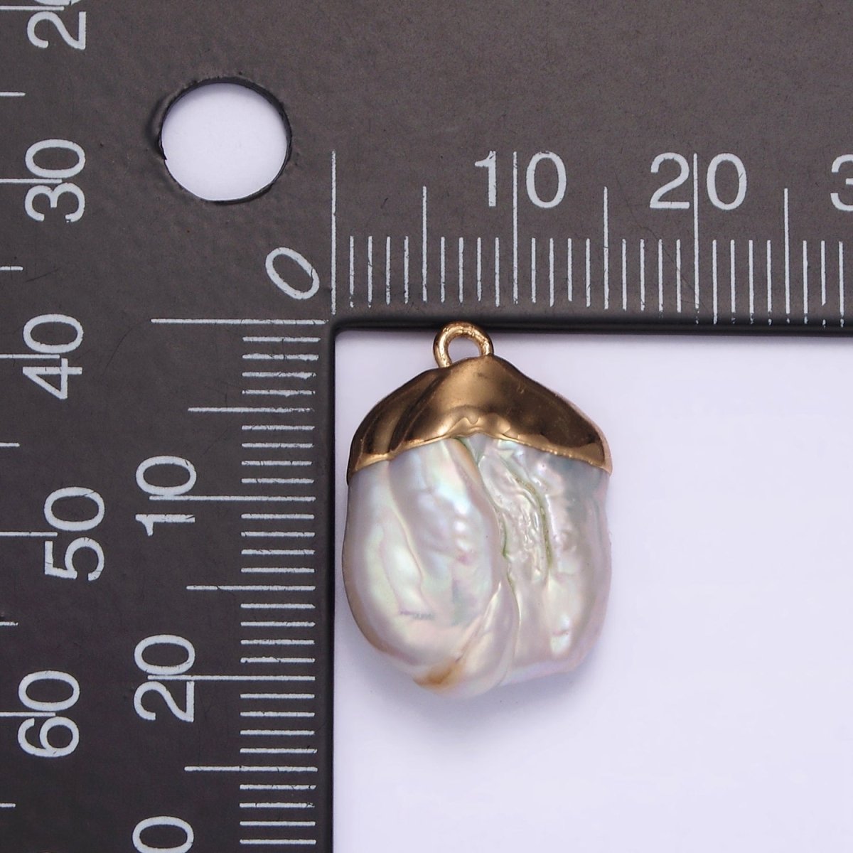 14K Gold Filled 20mm White Freshwater Pearl Dipped Pendant | P1615 - DLUXCA