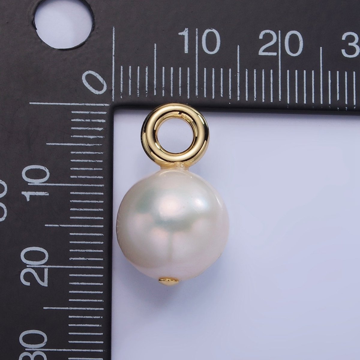 14K Gold Filled 20mm White Freshwater Pearl Round Drop Pendant | P1712 - DLUXCA