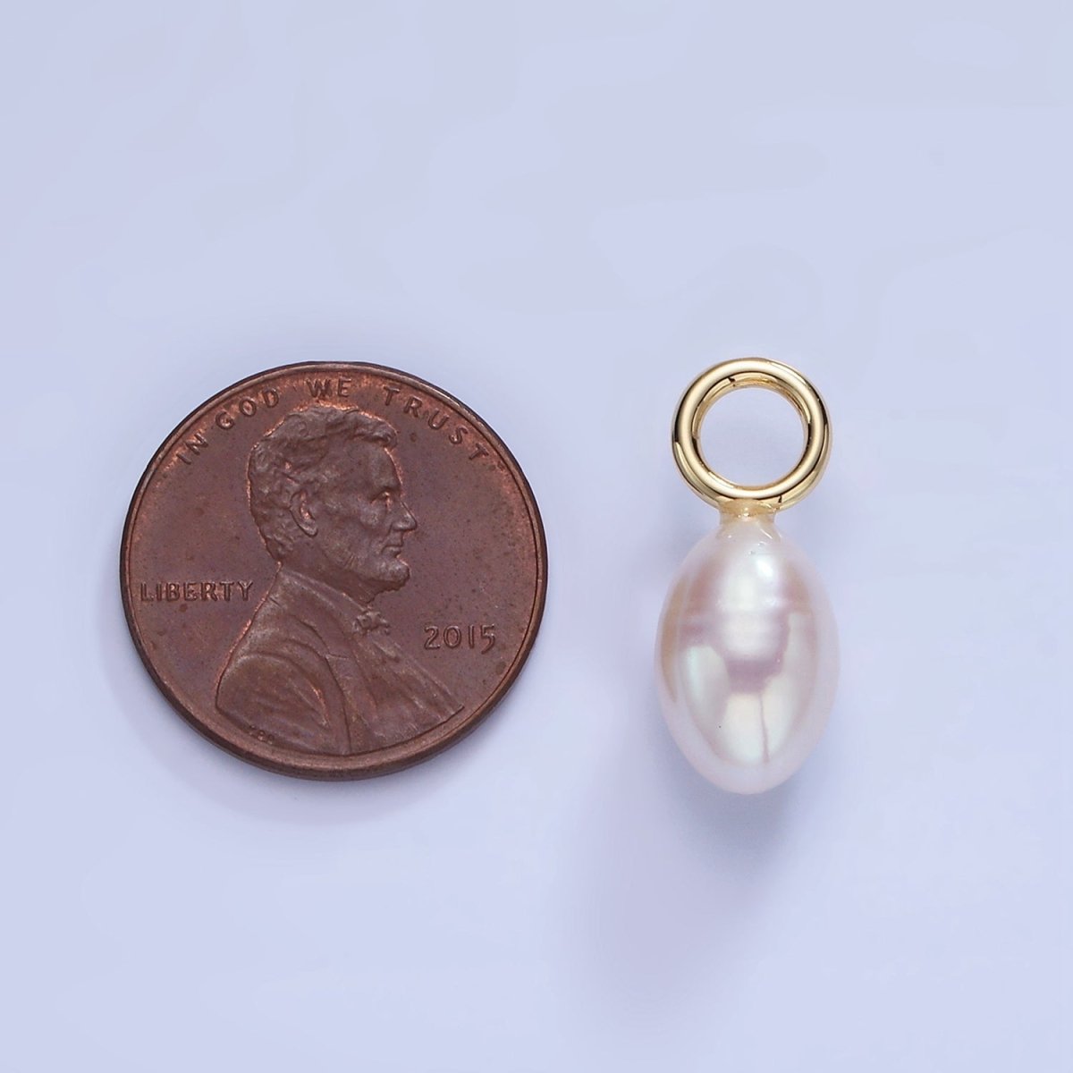14K Gold Filled 20mm White Shell Pearl Drop Pendant | P1744 - DLUXCA