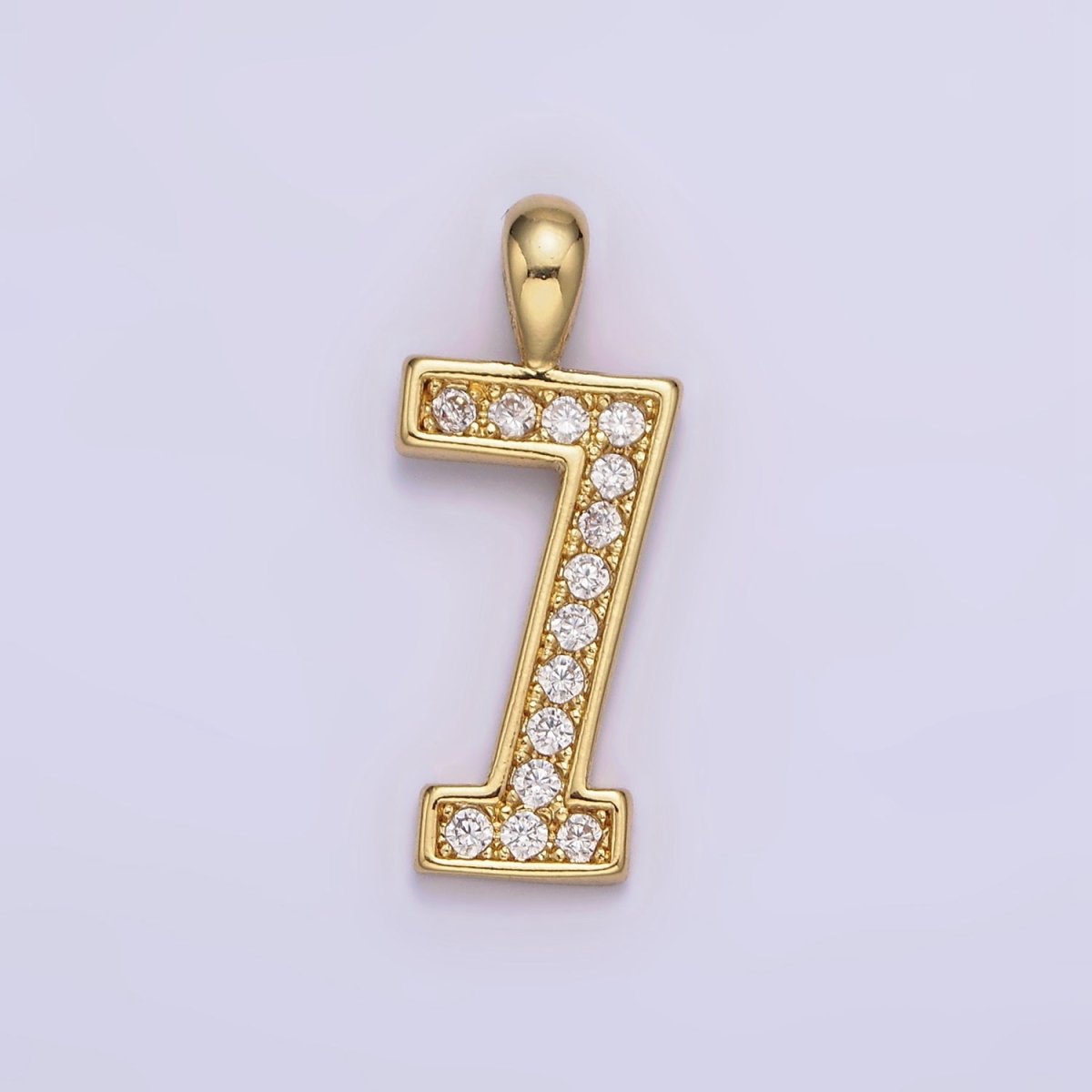 14K Gold Filled 21.5mm Clear Micro Paved CZ Number 0-9 Pendant | N1233 - N1242