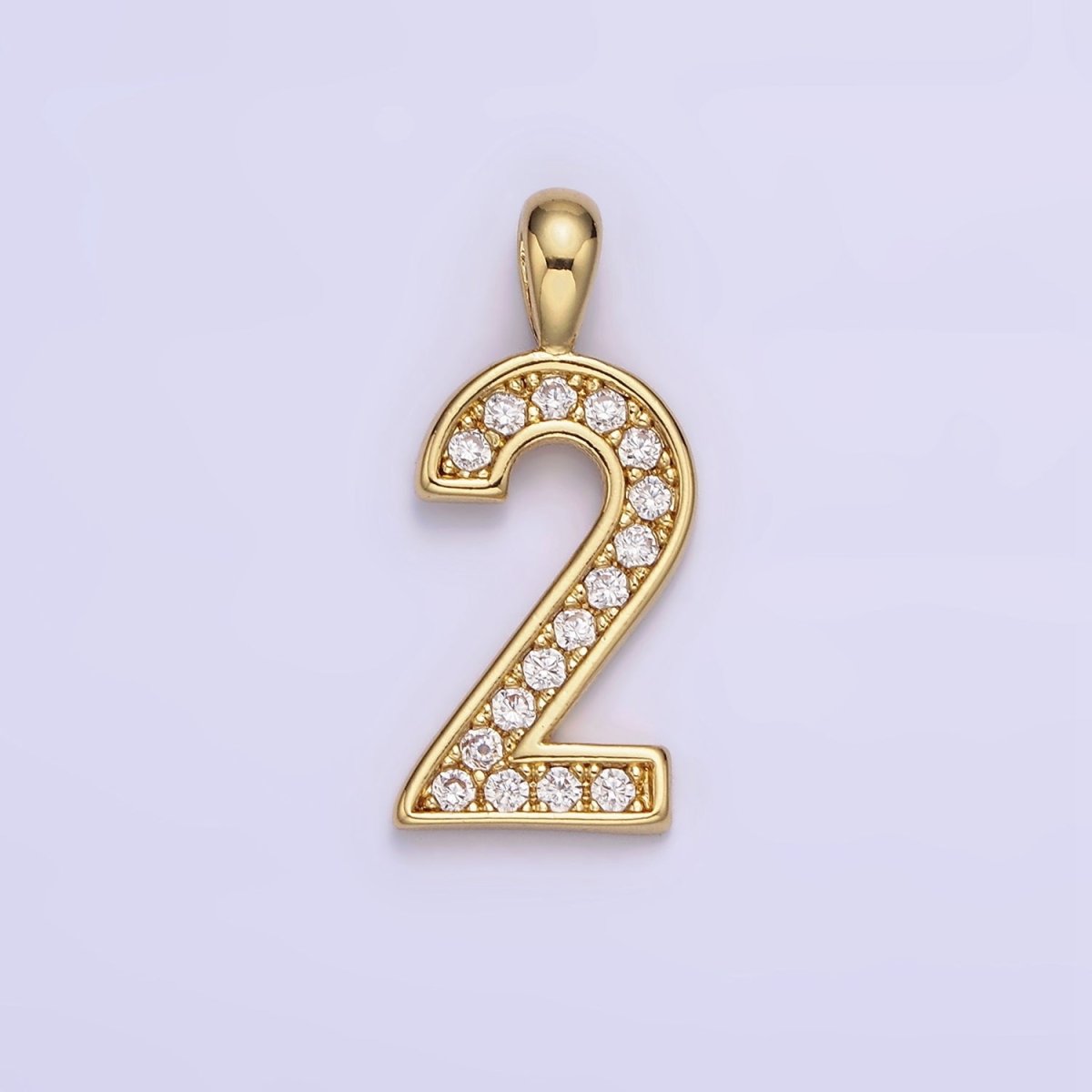 14K Gold Filled 21.5mm Clear Micro Paved CZ Number 0-9 Pendant | N1233 - N1242