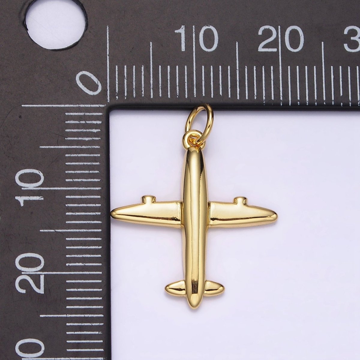 14K Gold Filled 21mm Airplane Flying Traveling Minimalist Charm | N993 - DLUXCA
