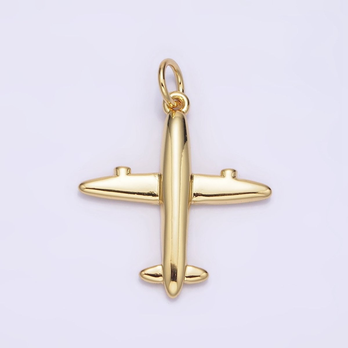14K Gold Filled 21mm Airplane Flying Traveling Minimalist Charm | N993 - DLUXCA