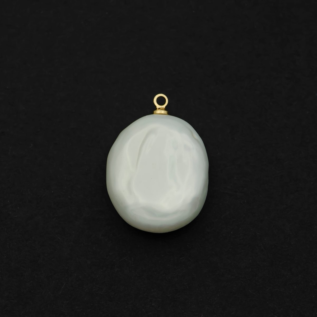 14K Gold Filled 21mm White Keshi Freshwater Pearl Oval Charm | P1589 - DLUXCA