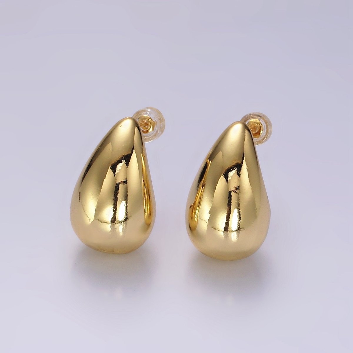 14K Gold Filled 22.5mm Teardrop Dome Modern Statement Stud Earrings | AE177 - DLUXCA