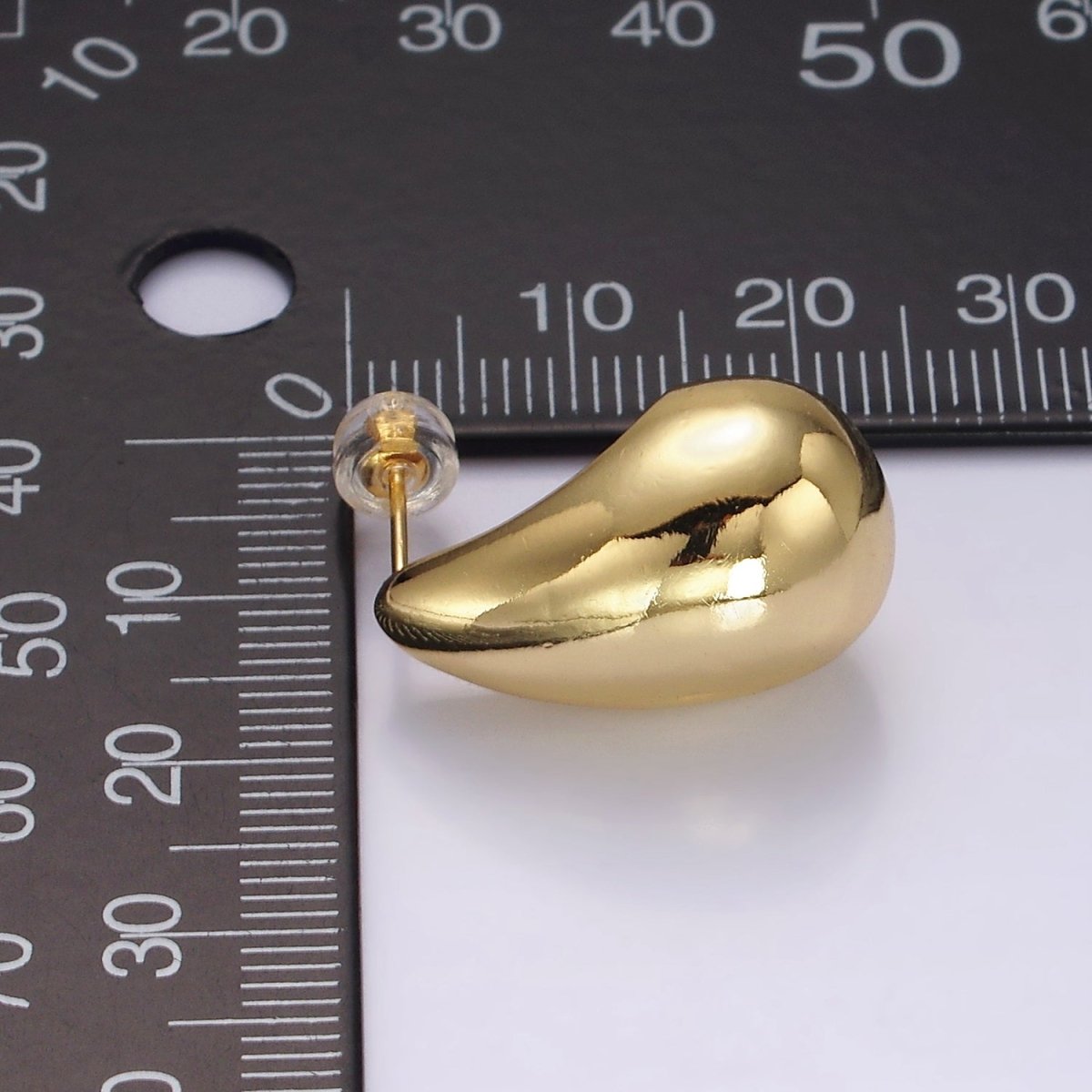 14K Gold Filled 22.5mm Teardrop Dome Modern Statement Stud Earrings | AE177 - DLUXCA