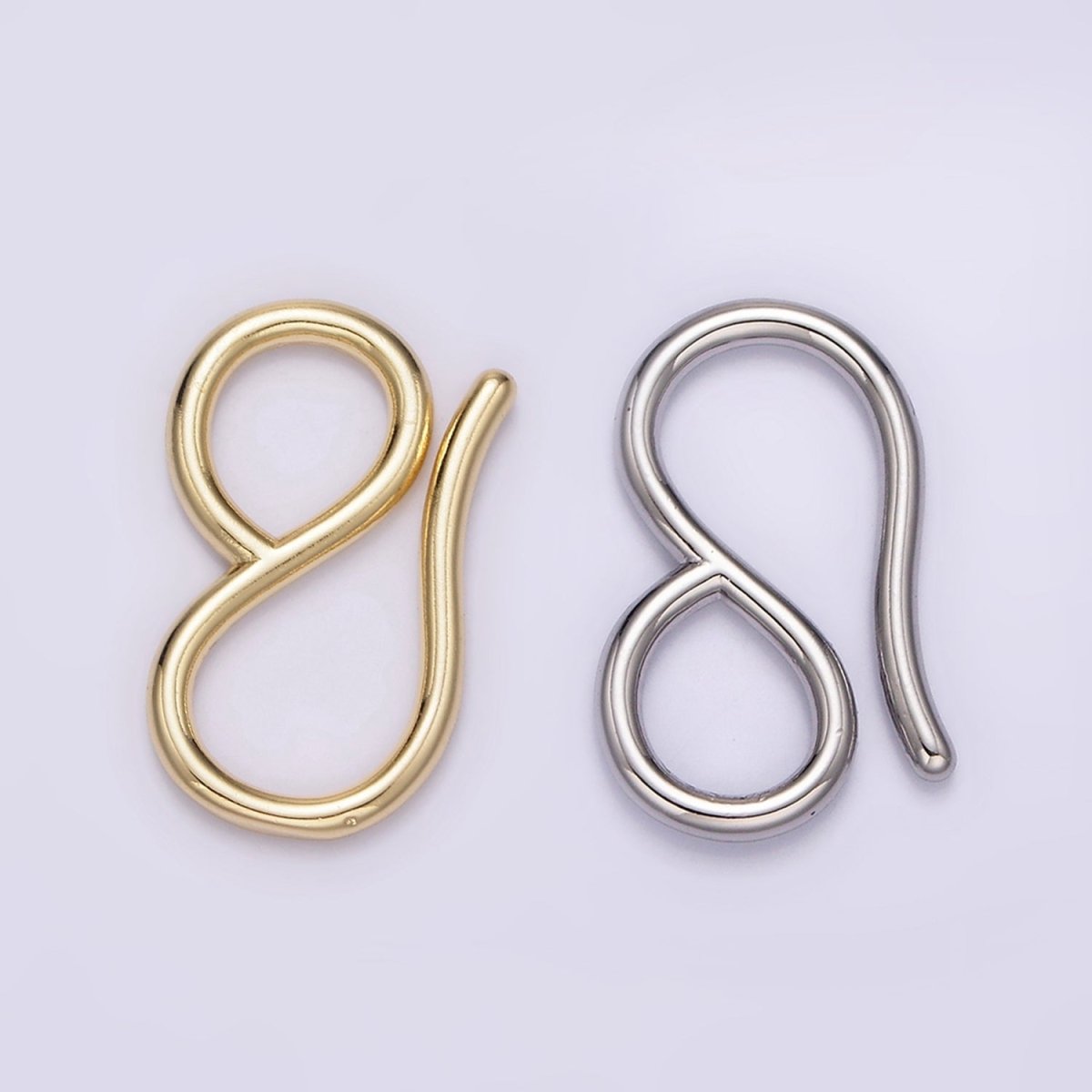 14K Gold Filled 22mm Curved Minimalist Infinity S-Hook Closure Supply Findings in Gold & Silver | Z650