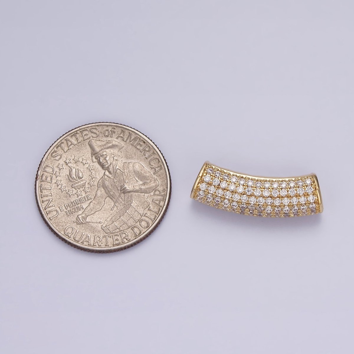 14K Gold Filled 23.5 Tube Micro Paved CZ Bead | B-795 - DLUXCA