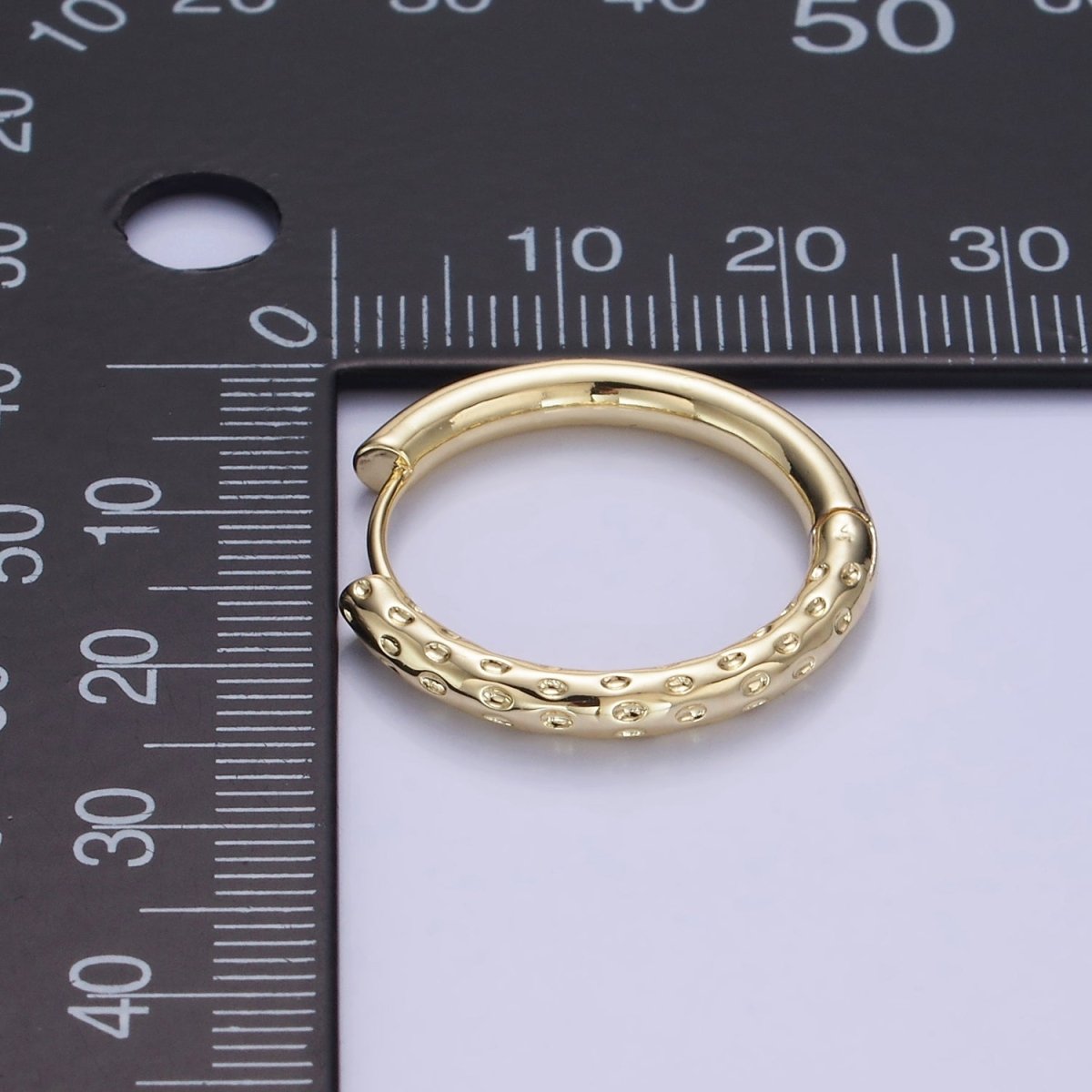 14K Gold Filled 23mm Dotted Hammered Hoop Earrings in Gold & Silver | AB1331 AE213