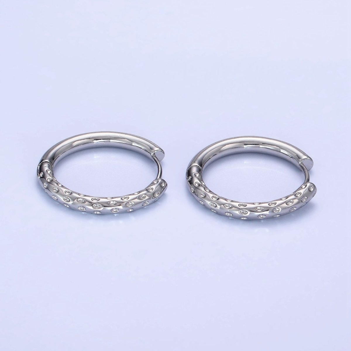 14K Gold Filled 23mm Dotted Hammered Hoop Earrings in Gold & Silver | AB1331 AE213