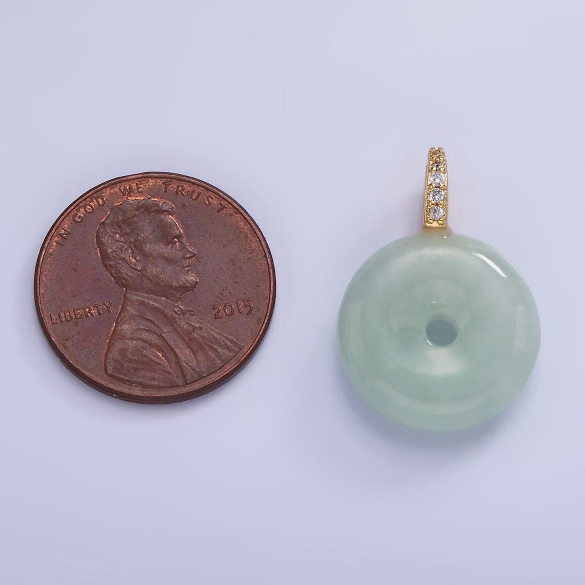 14K Gold Filled 23mm Green Donut Micro Paved CZ Bail Pendant | AG707 - DLUXCA