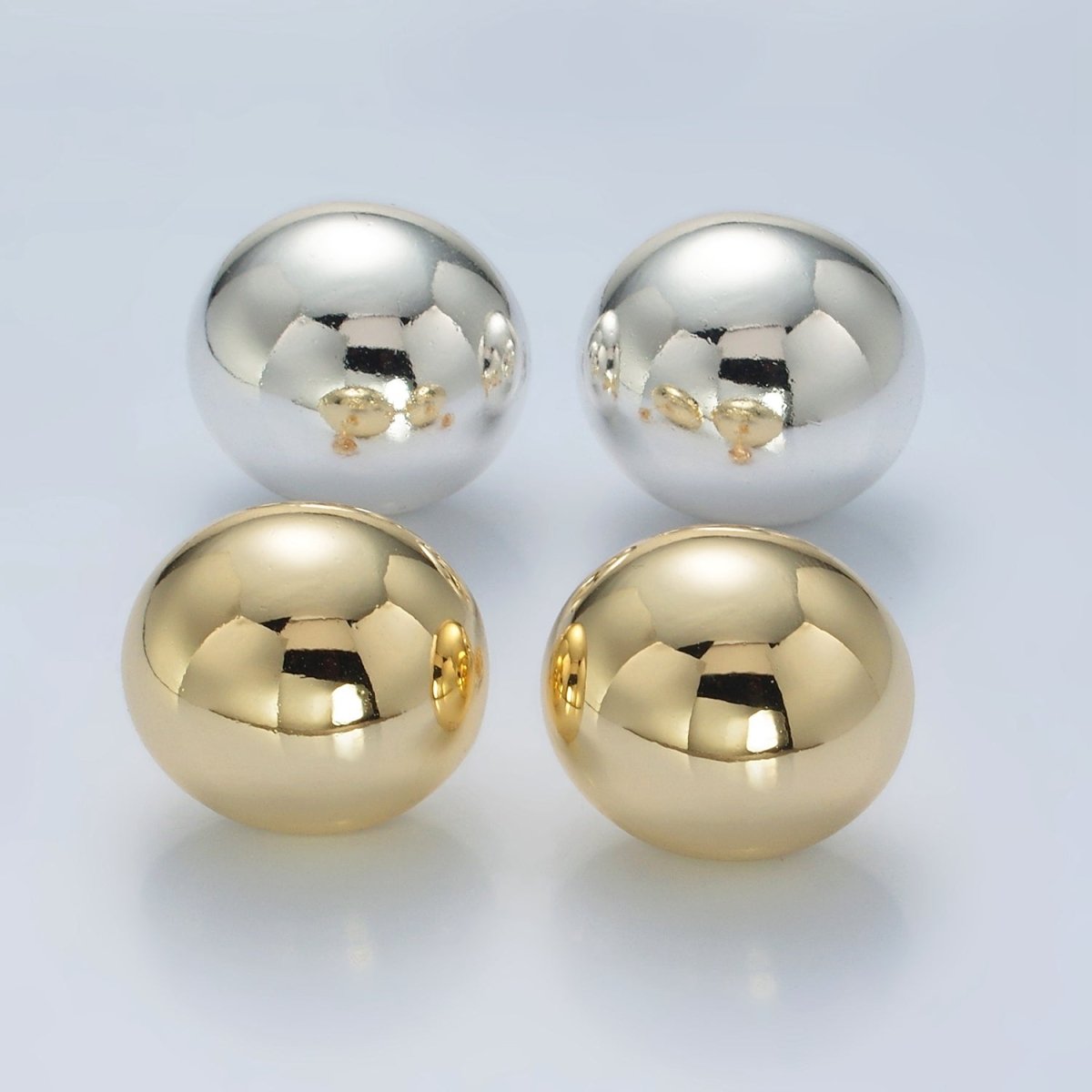 23mm Minimalist Round Dome Stud Earrings in Gold & Silver | AD648 AD649