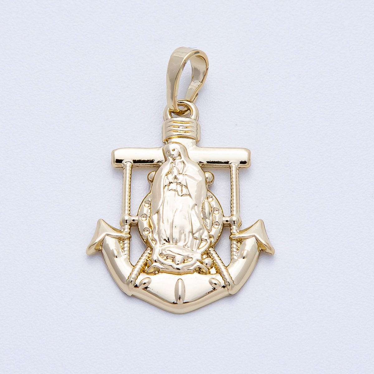14K Gold Filled 23mm Mother Mary Anchor Religious Pendant | Charms-004 ...