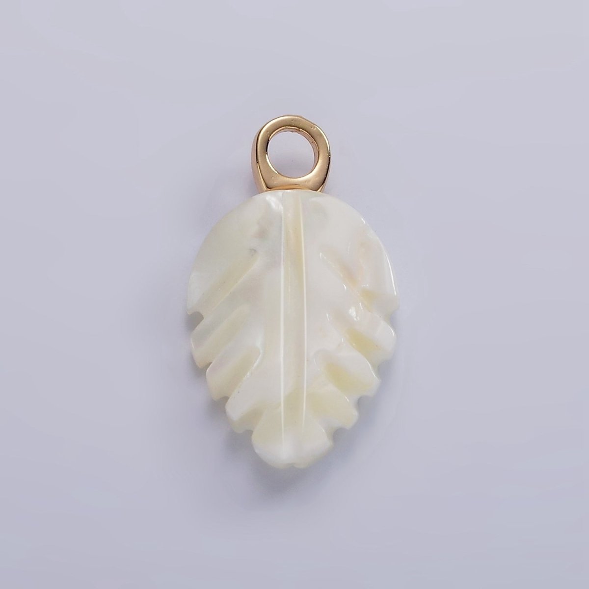14K Gold Filled 23mm Shell Pearl Nature Plant Leaf Pendant | P-1639 - DLUXCA