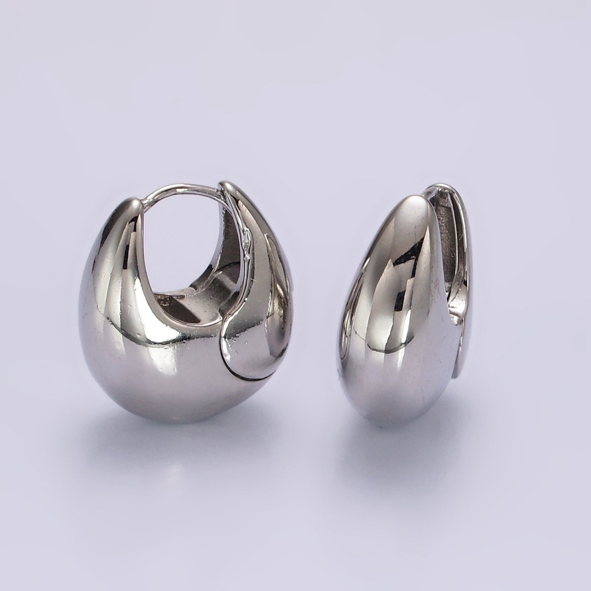 14K Gold Filled 23mm Teardrop Rounded Chubby Huggie Hoop Earrings in Gold & Silver | AE371 AE372