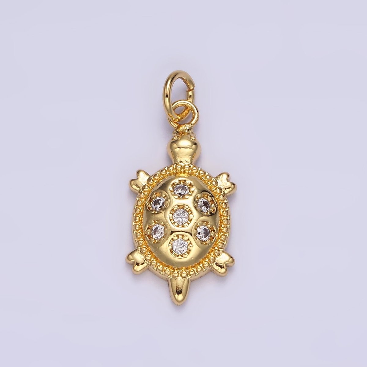14K Gold Filled 24mm CZ Dotted Sea Turtle Tortoise Charm | N1037 - DLUXCA