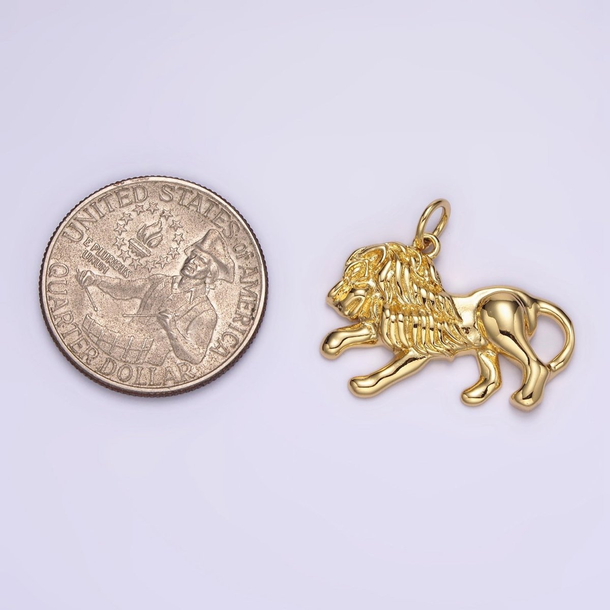 14K Gold Filled 24mm Lion Animal Minimalist Charm | N1527