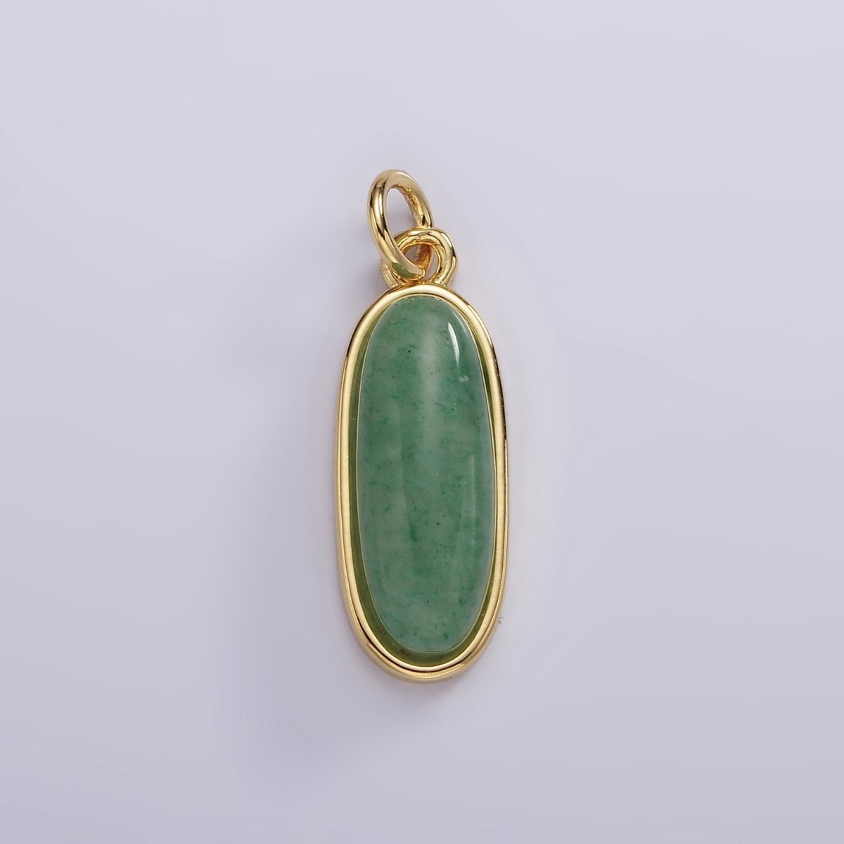 14K Gold Filled 24mm Natural Gemstone Bezel Oblong Charm | AG574 - AG581