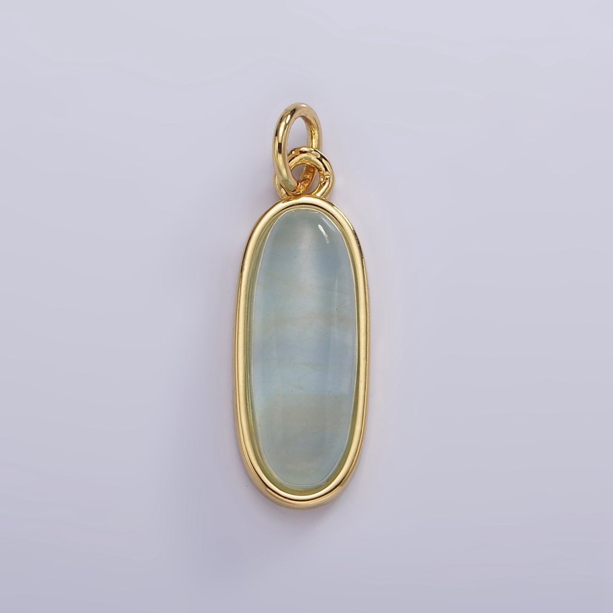 14K Gold Filled 24mm Natural Gemstone Bezel Oblong Charm | AG574 - AG581