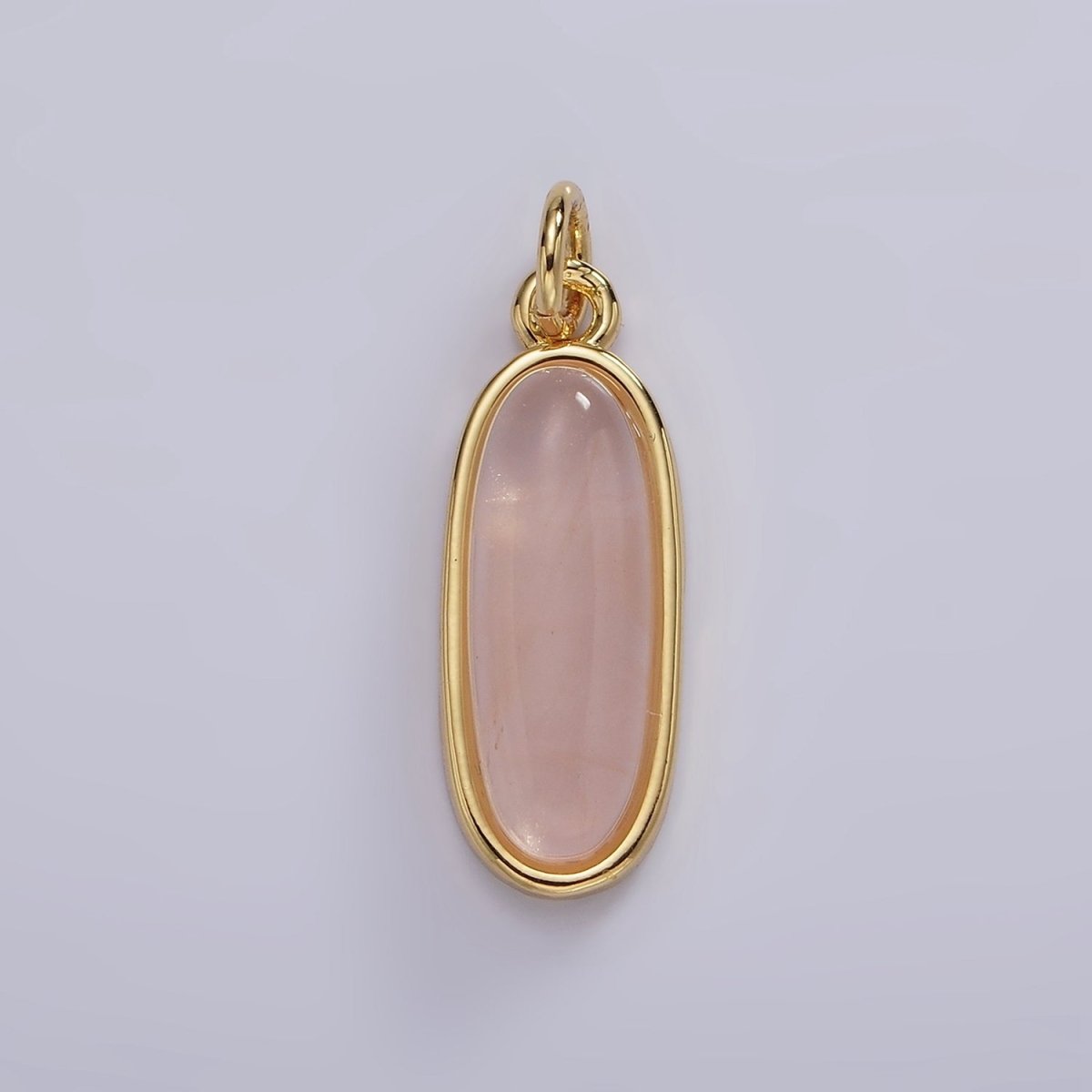 14K Gold Filled 24mm Natural Gemstone Bezel Oblong Charm | AG574 - AG581