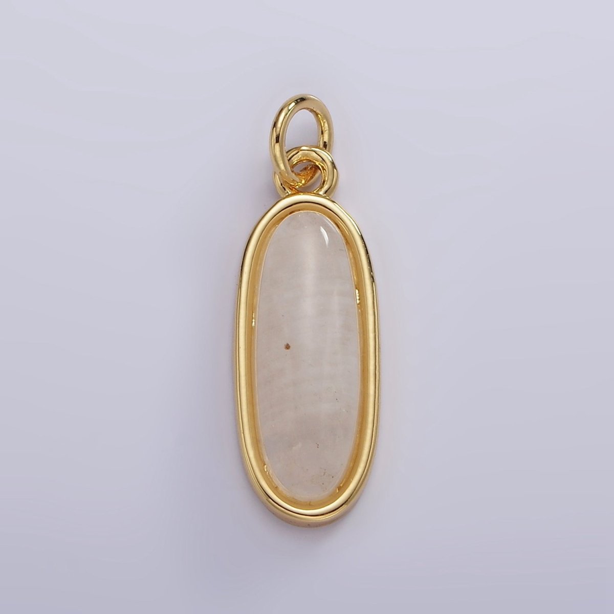 14K Gold Filled 24mm Natural Gemstone Bezel Oblong Charm | AG574 - AG581