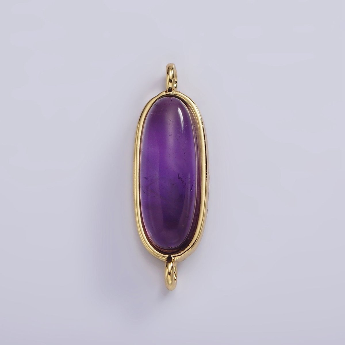 14K Gold Filled 24mm Natural Gemstone Oblong Bezel Connector | G229 - G237