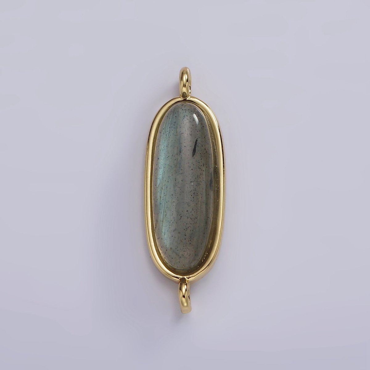14K Gold Filled 24mm Natural Gemstone Oblong Bezel Connector | G229 - G237