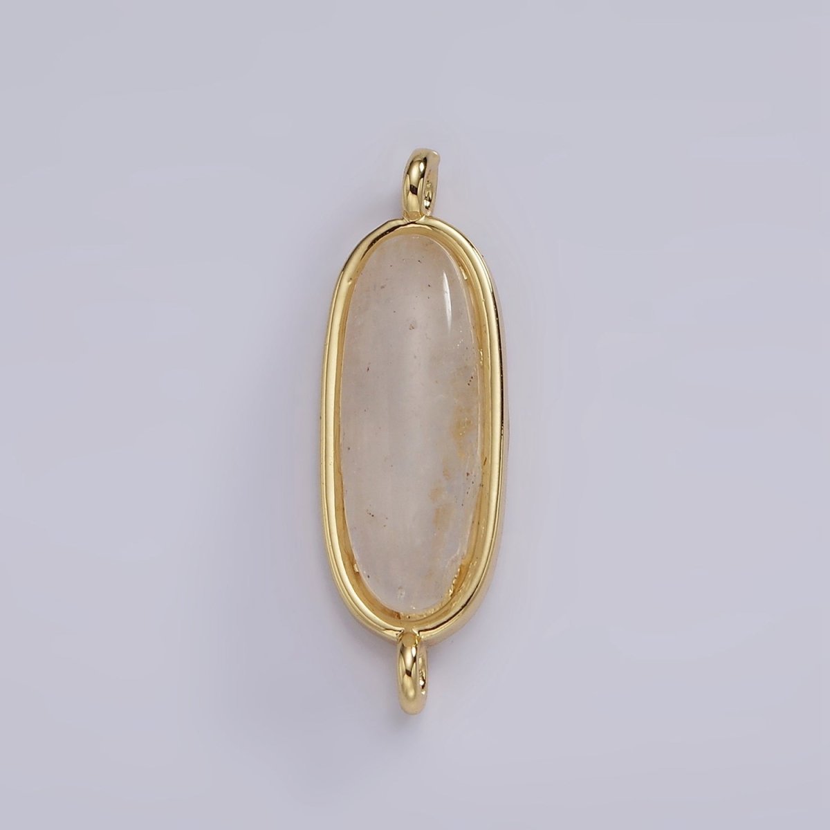 14K Gold Filled 24mm Natural Gemstone Oblong Bezel Connector | G229 - G237