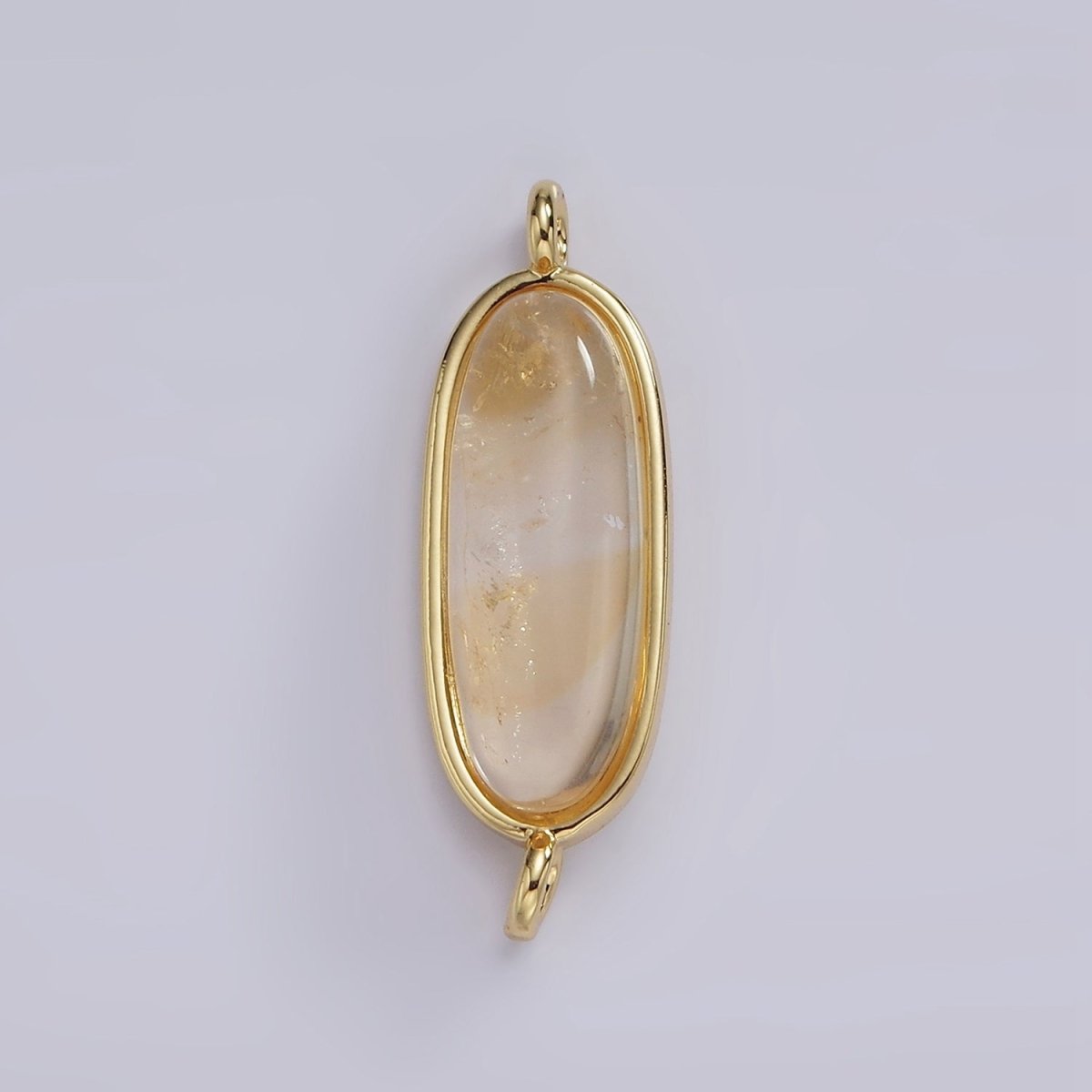 14K Gold Filled 24mm Natural Gemstone Oblong Bezel Connector | G229 - G237